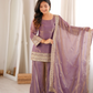 Plum Crunchy Silk Embroidery Sharara Set