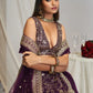 Plum Georgette Zari Bridal Lehenga with Dupatta