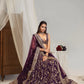 Plum Georgette Zari Bridal Lehenga with Dupatta