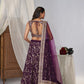 Plum Georgette Zari Bridal Lehenga with Dupatta