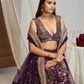 Plum Georgette Zari Bridal Lehenga with Dupatta