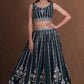 Plum Georgette Zari Bridal Lehenga with Dupatta