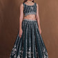 Plum Georgette Zari Bridal Lehenga with Dupatta