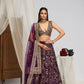 Plum Georgette Zari Bridal Lehenga with Dupatta