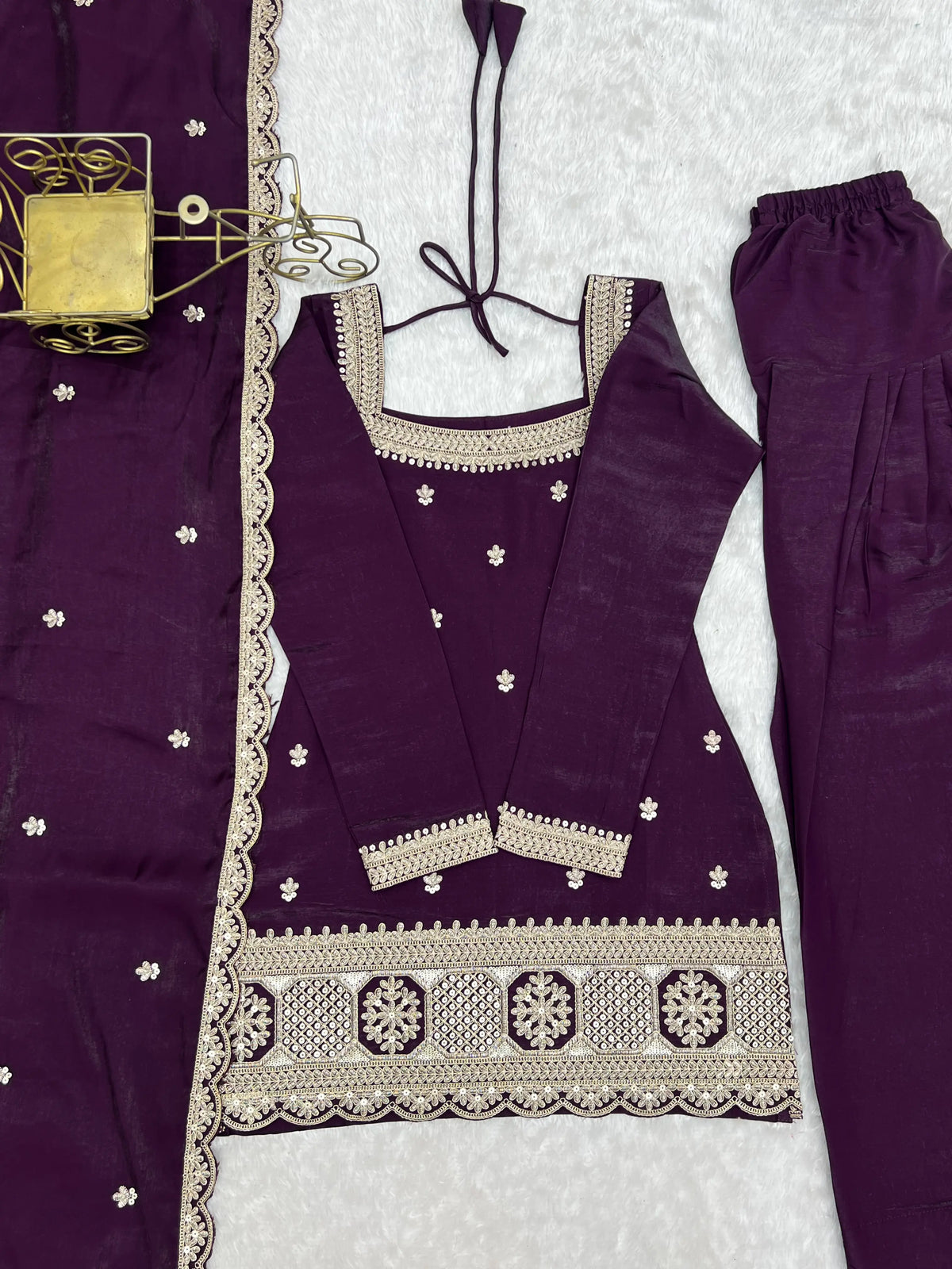 Plum Zari Farshi Sharara Set