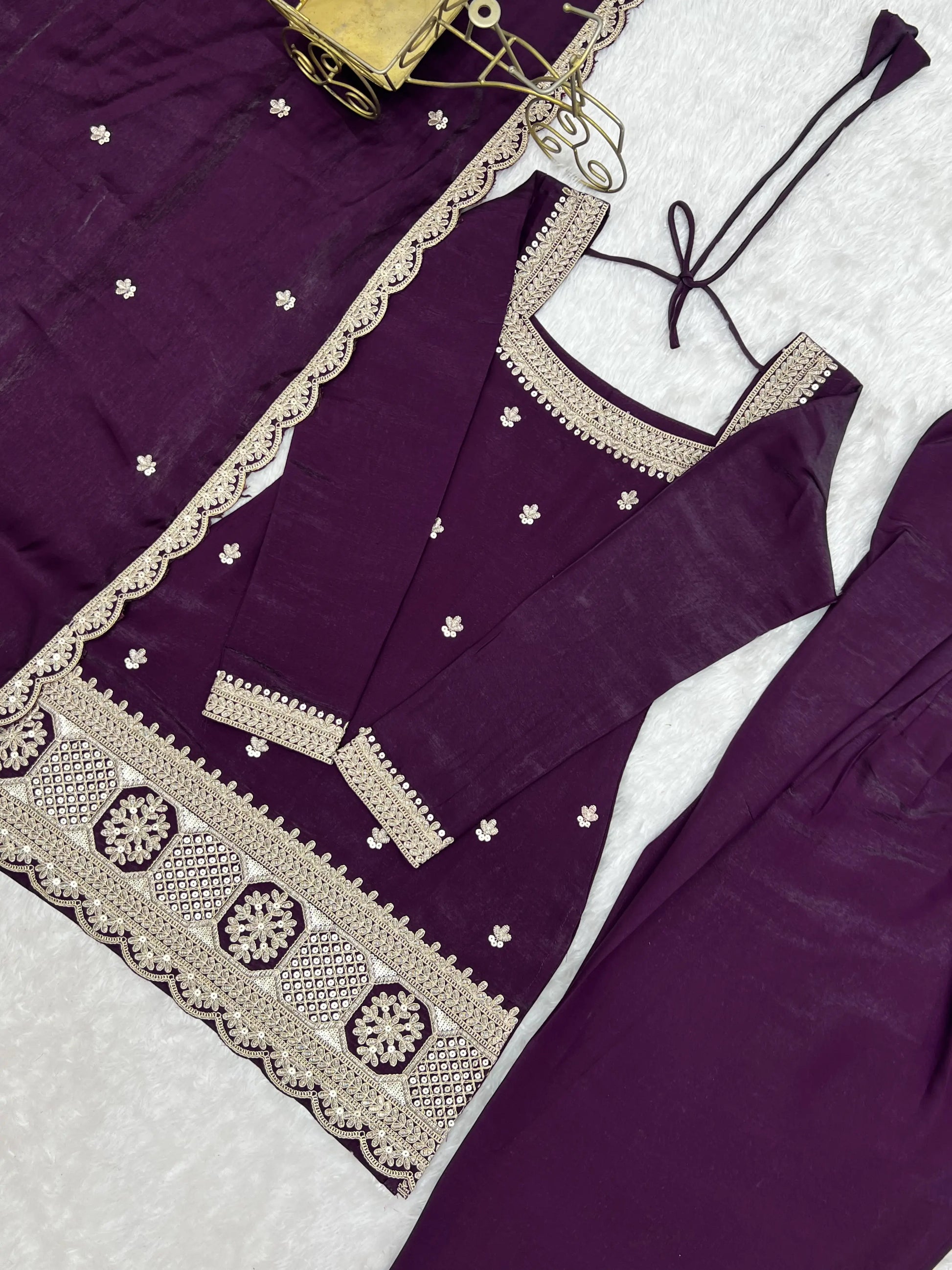 Plum Zari Farshi Sharara Set
