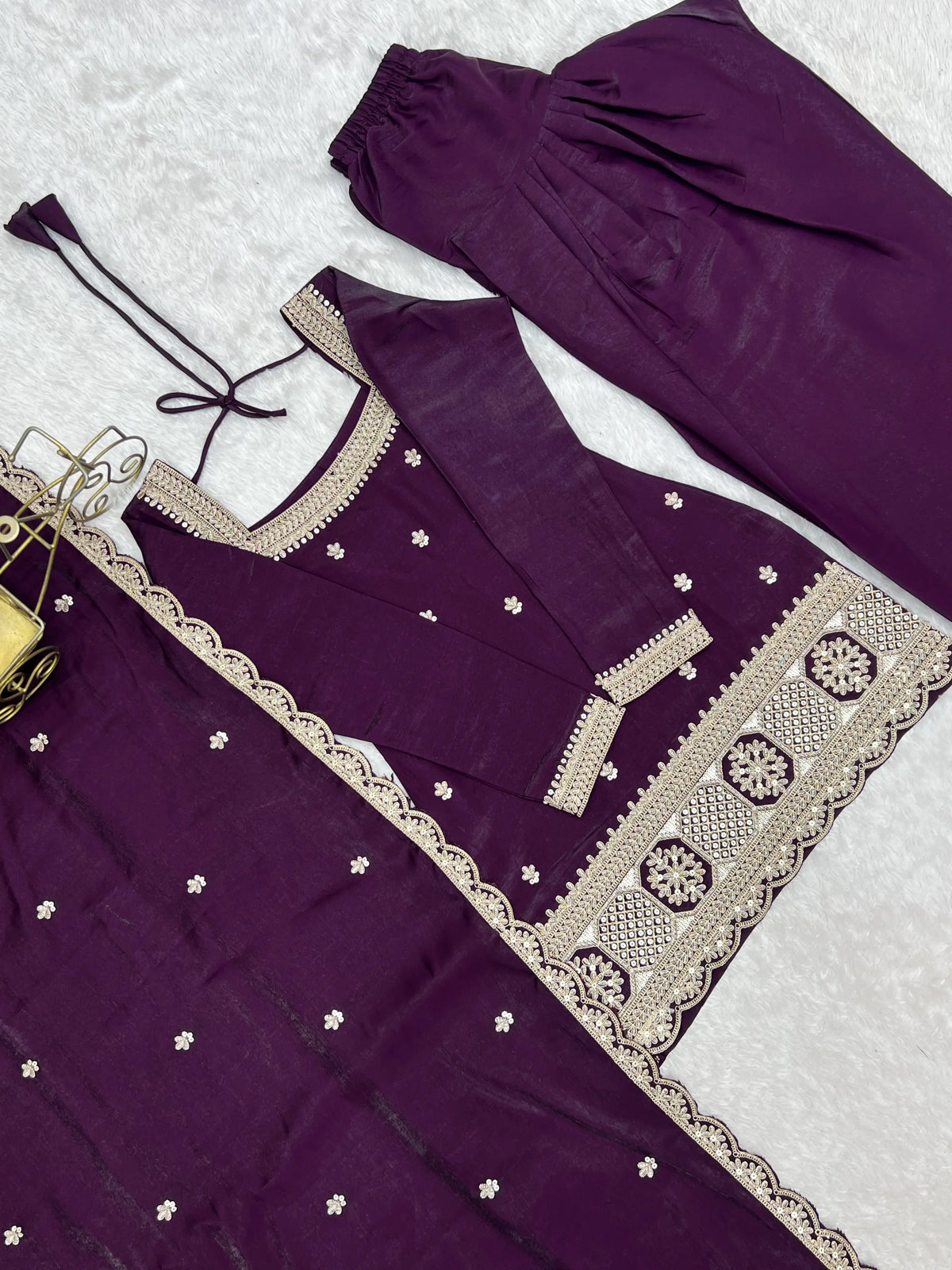 Plum Zari Farshi Sharara Set
