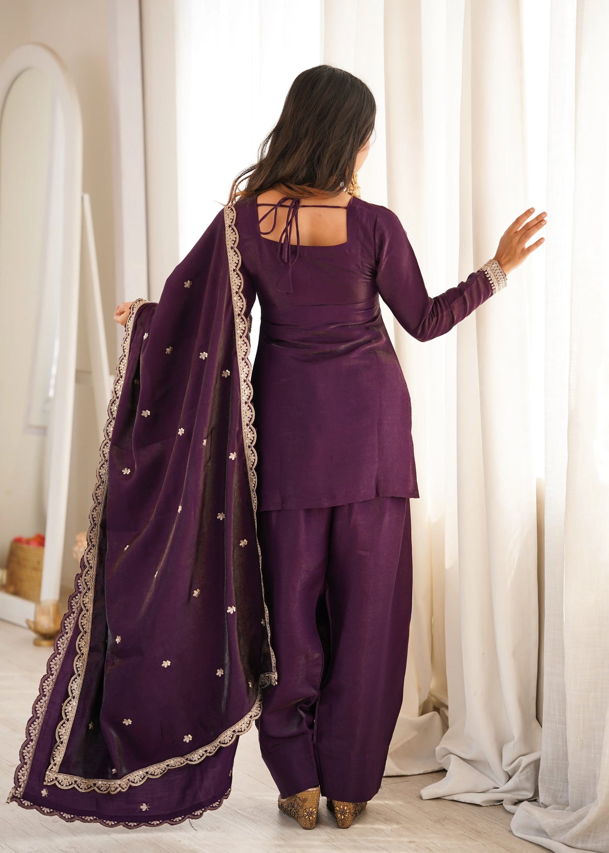 Plum Zari Farshi Sharara Set