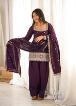 Plum Zari Farshi Sharara Set