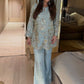 Powder Blue Chinon Silk Embroidery Kurta Set