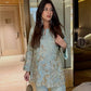 Powder Blue Chinon Silk Embroidery Kurta Set