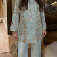Powder Blue Chinon Silk Embroidery Kurta Set