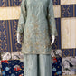 Powder Blue Chinon Silk Embroidery Kurta Set