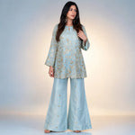 Powder Blue Chinon Silk Embroidery Kurta Set
