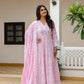 Powder Blue & Pastel Pink Lucknowi Cotton Anarkali Set