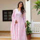 Powder Blue & Pastel Pink Lucknowi Cotton Anarkali Set
