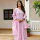 Powder Blue & Pastel Pink Lucknowi Cotton Anarkali Set