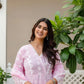 Powder Blue & Pastel Pink Lucknowi Cotton Anarkali Set