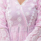 Powder Blue & Pastel Pink Lucknowi Cotton Anarkali Set