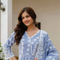 Powder Blue & Pastel Pink Lucknowi Cotton Anarkali Set