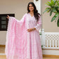 Powder Blue & Pastel Pink Lucknowi Cotton Anarkali Set