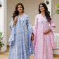Powder Blue & Pastel Pink Lucknowi Cotton Anarkali Set