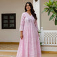Powder Blue & Pastel Pink Lucknowi Cotton Anarkali Set