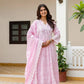 Powder Blue & Pastel Pink Lucknowi Cotton Anarkali Set
