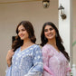 Powder Blue & Pastel Pink Lucknowi Cotton Anarkali Set