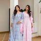 Powder Blue & Pastel Pink Lucknowi Cotton Anarkali Set