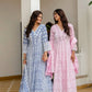Powder Blue & Pastel Pink Lucknowi Cotton Anarkali Set