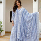 Powder Blue & Pastel Pink Lucknowi Cotton Anarkali Set