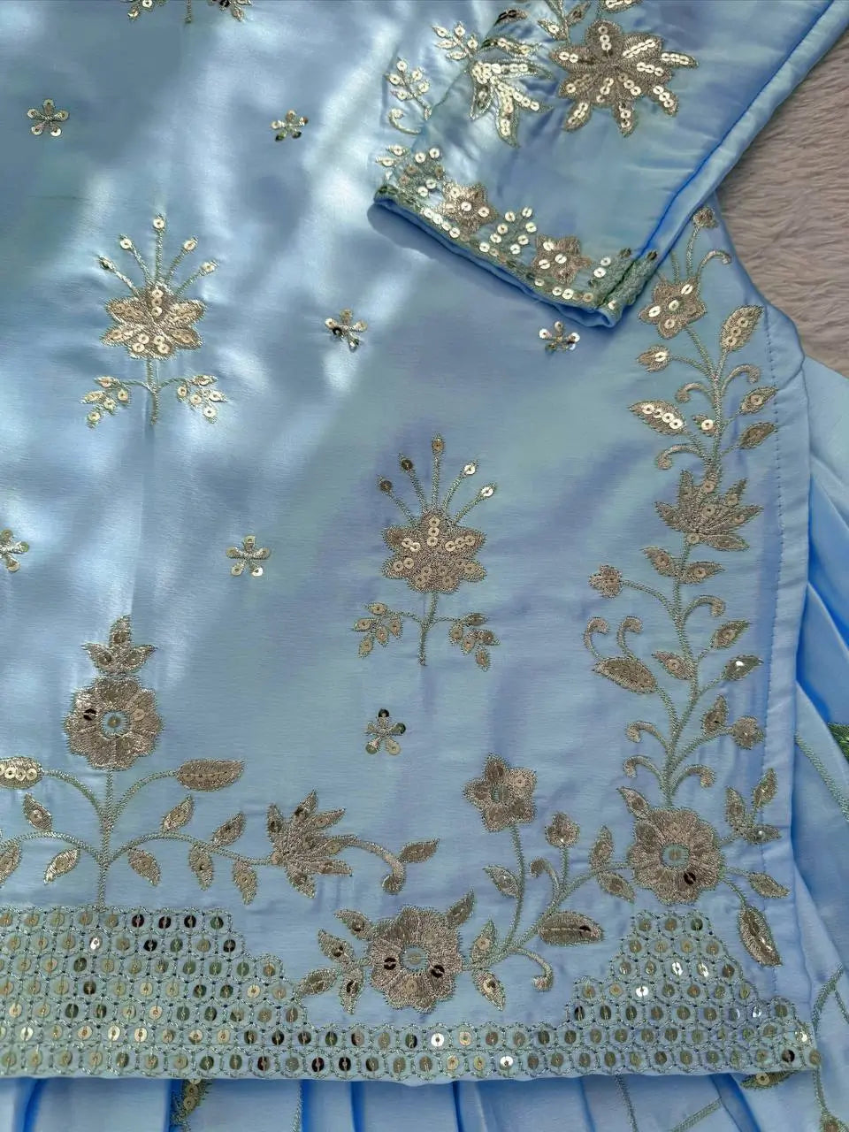 Powder Blue Sequin Lehenga