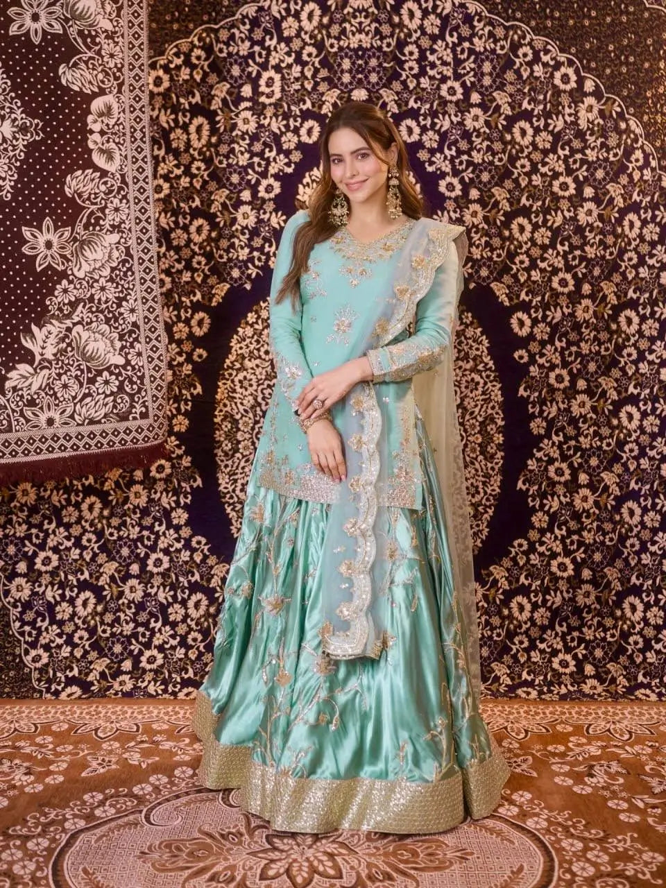 Powder Blue Sequin Lehenga