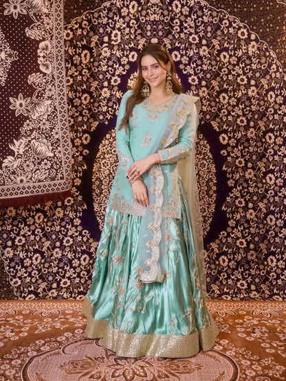 Powder Blue Sequin Lehenga