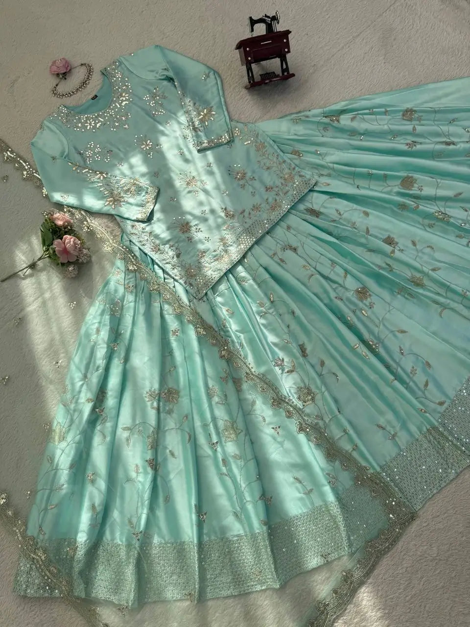 Powder Blue Sequin Lehenga