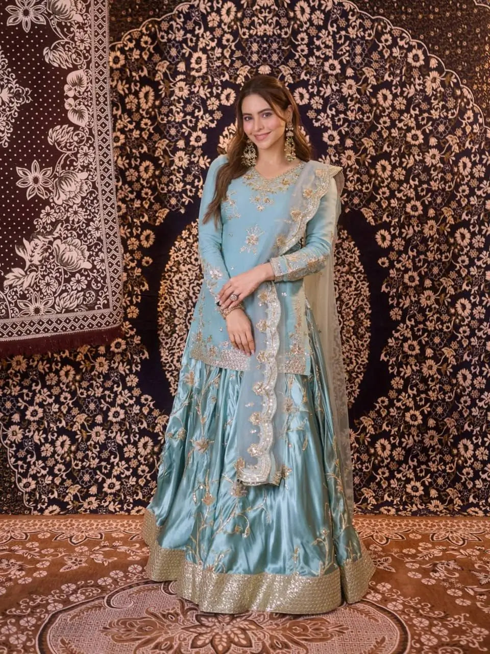 Powder Blue Sequin Lehenga