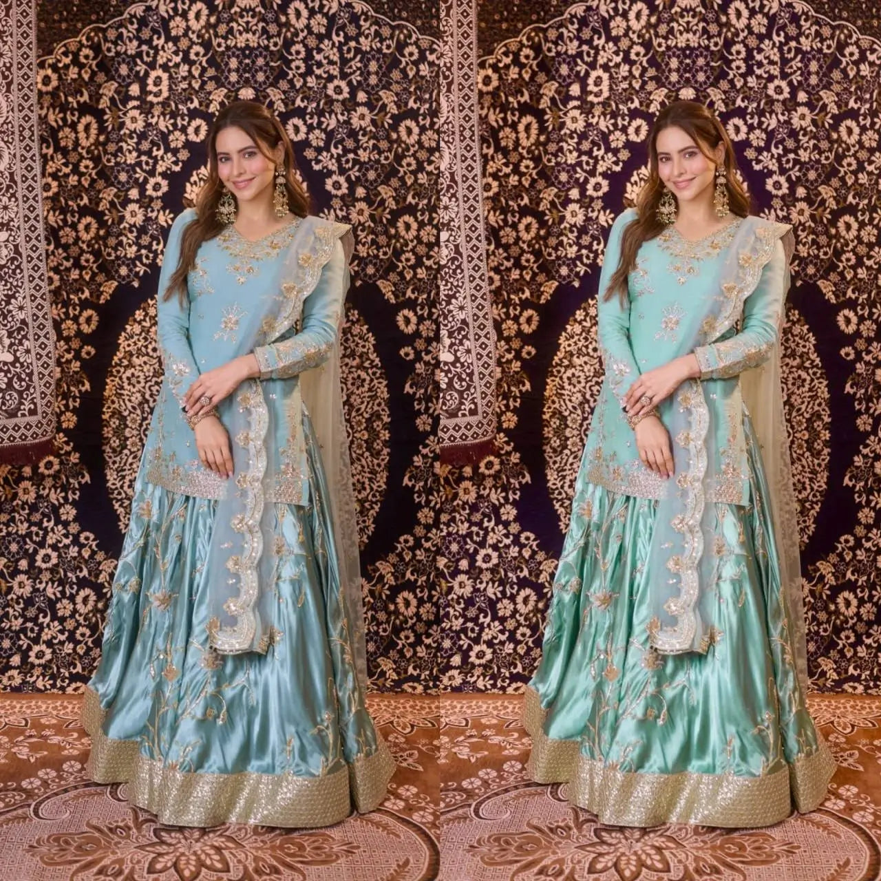 Powder Blue Sequin Lehenga