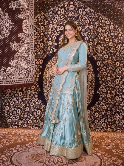 Powder Blue Sequin Lehenga