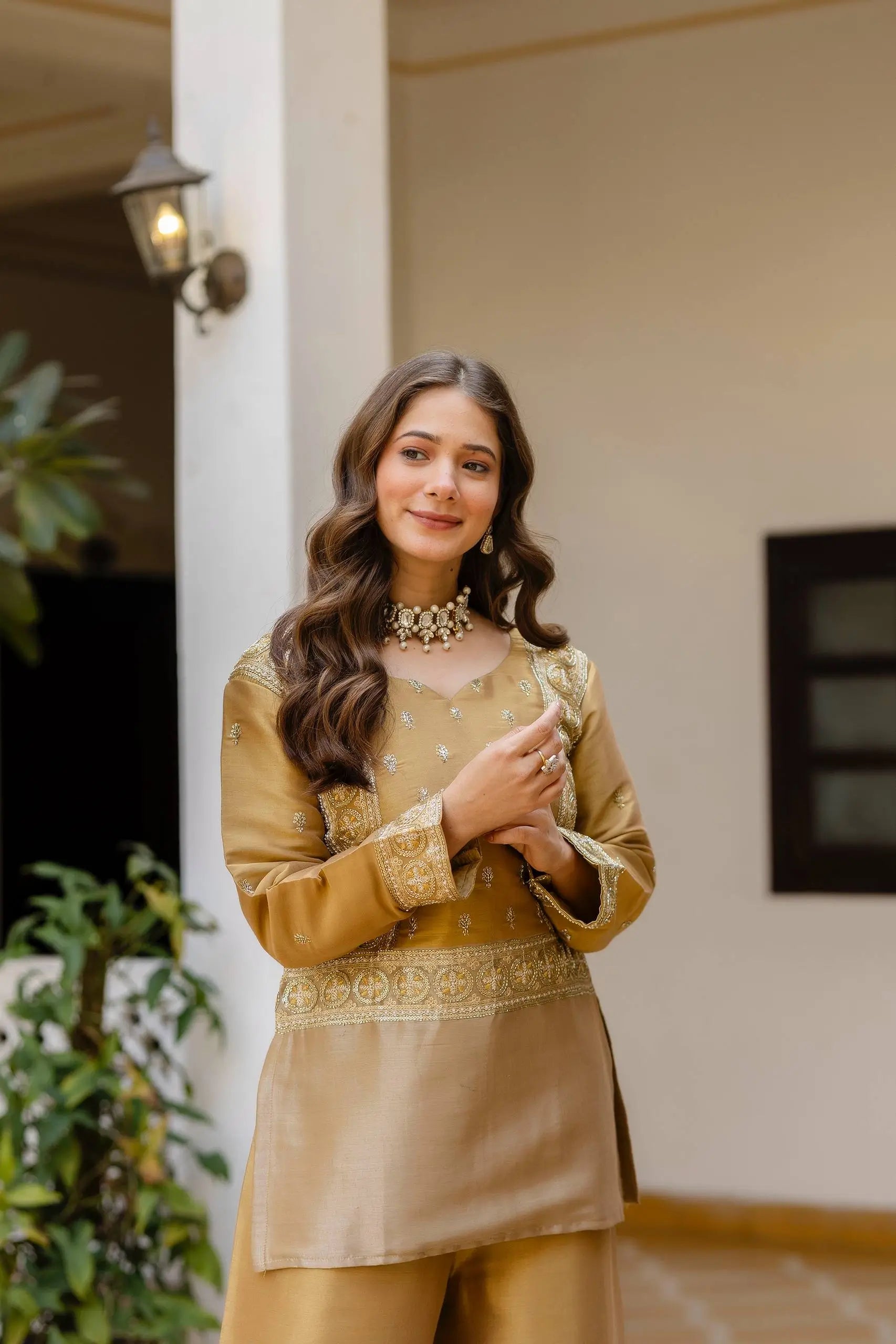 Premium Banarasi Viscose Embroidered Kurta Palazzo Set for Festive and Wedding Wear