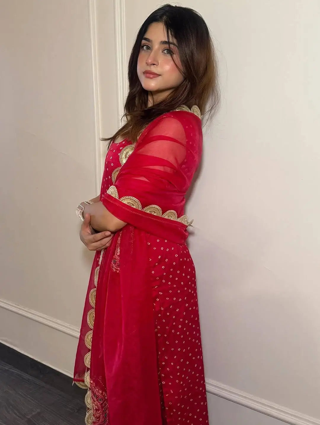 Premium Bandhani Mirror Work Straight Suit Set