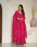 Premium Chiffon Bandhej Print Anarkali Set with Dupatta