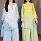 Premium Chinon Silk Embroidered Palazzo Suit Set