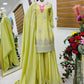 Premium Chinon Silk Embroidered Palazzo Suit Set