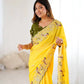Premium Chinon Silk Saree with Heavy Embroidery & Sequins Work