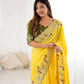 Premium Chinon Silk Saree with Heavy Embroidery & Sequins Work