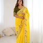 Premium Chinon Silk Saree with Heavy Embroidery & Sequins Work