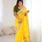 Premium Chinon Silk Saree with Heavy Embroidery & Sequins Work
