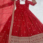 Premium Crunchy Silk Embroidered Anarkali Gown Set
