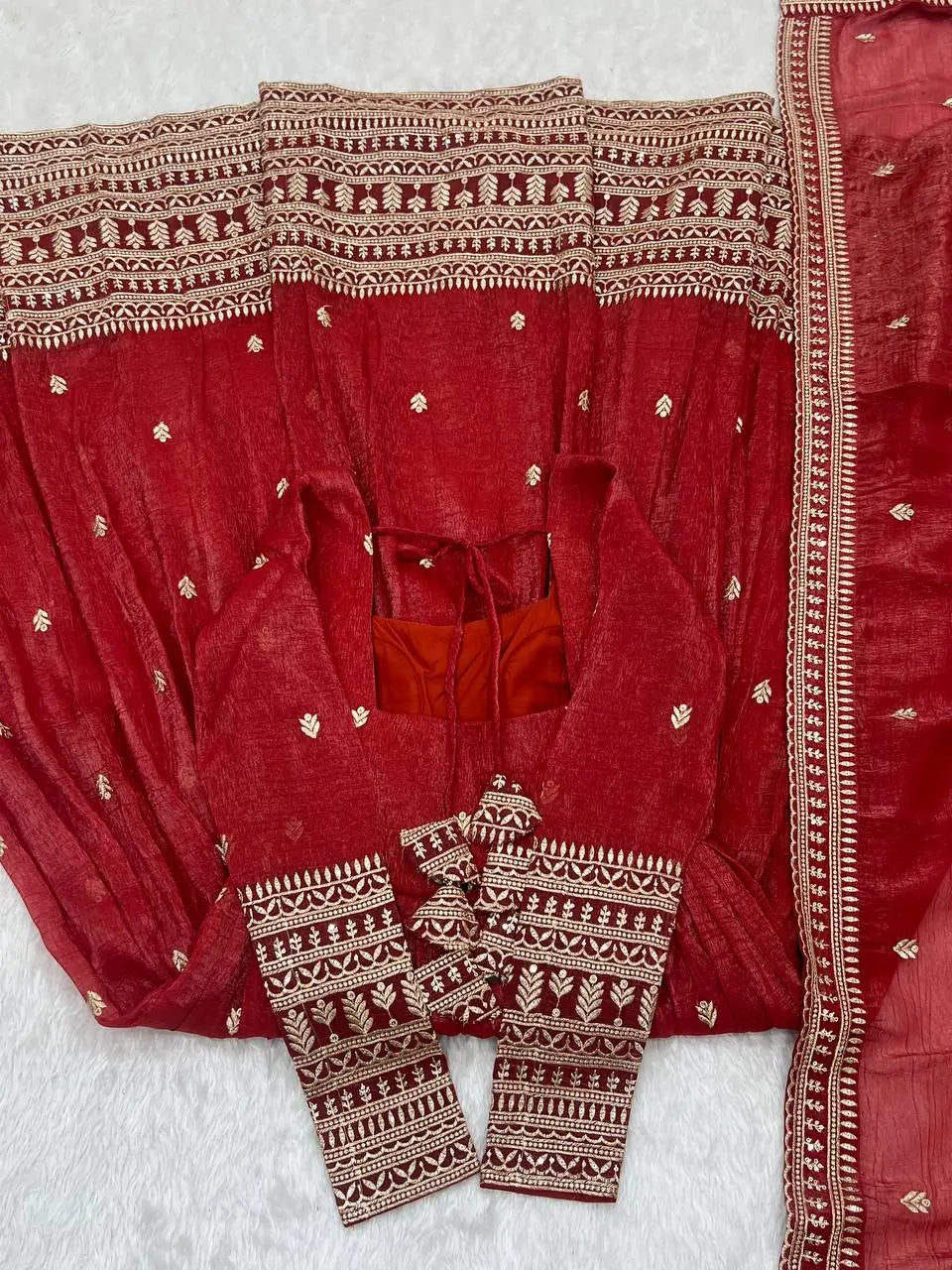 Premium Crunchy Silk Embroidered Anarkali Gown Set